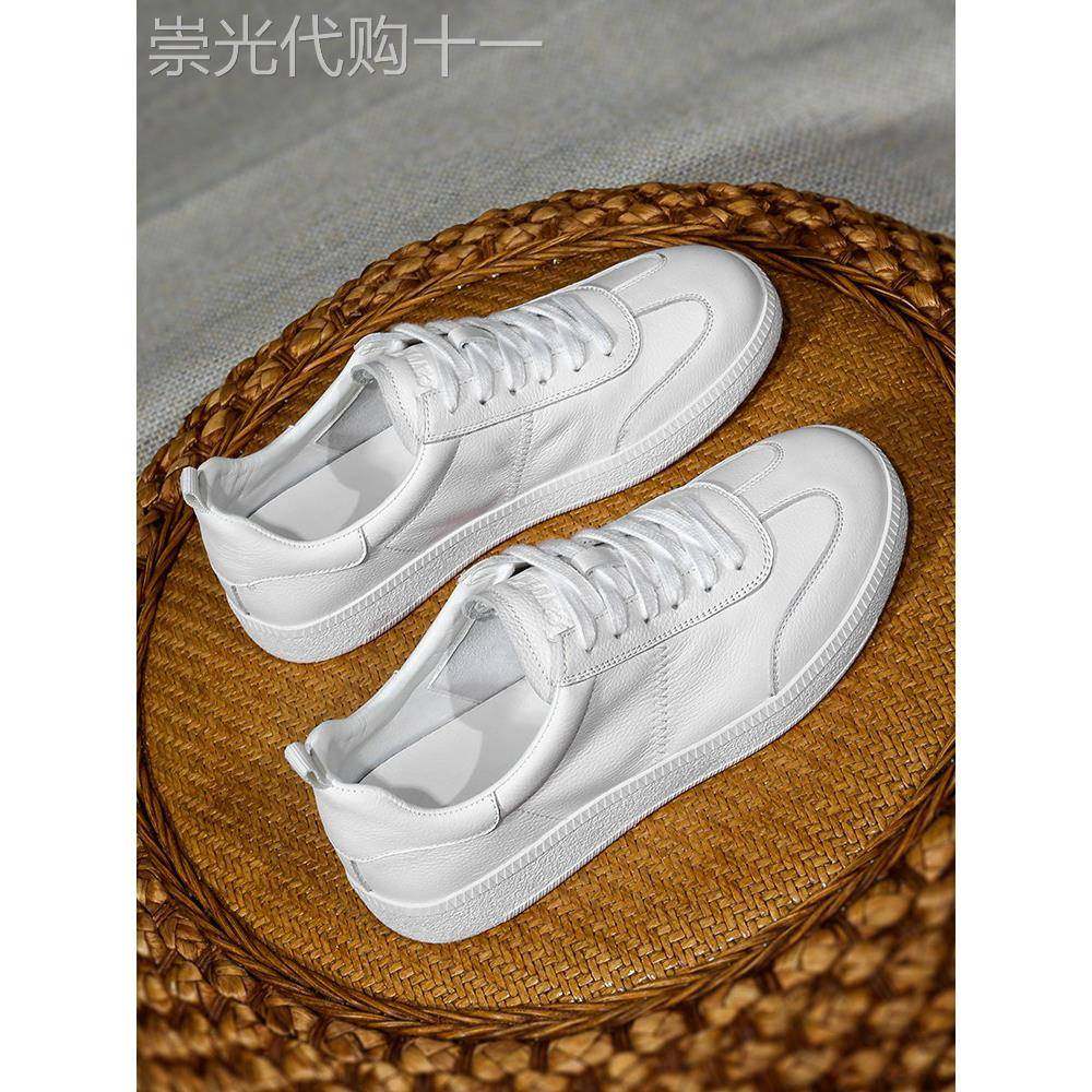 香港真皮平底小白鞋女2025夏季新款不累脚百搭软底运动休闲板鞋子