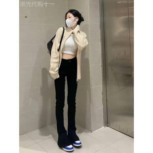 采购产品微喇叭裤，马蹄形牛仔裤，女性修身裤，2025年秋季新款式