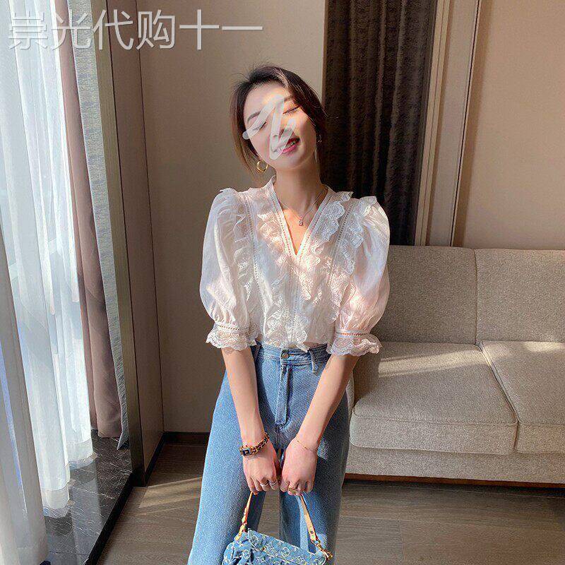 蕾丝短袖t恤女夏季薄款2026新款拼接高级感气质减龄休闲半袖上衣