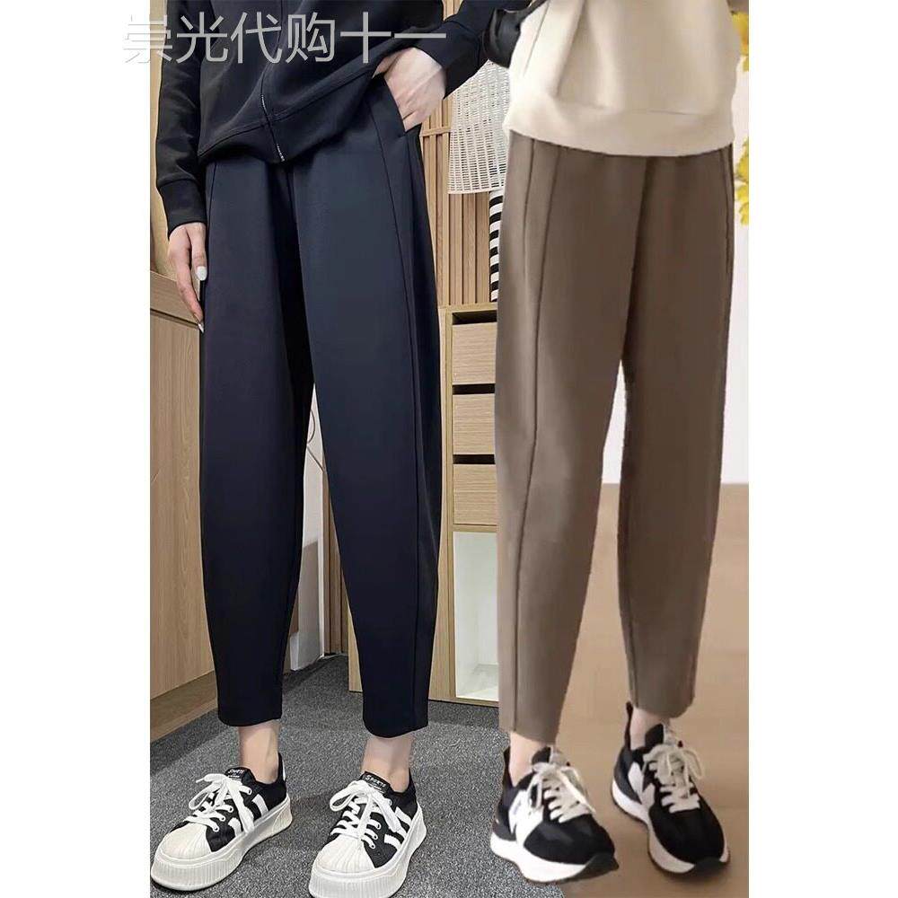 哈伦裤女秋冬季2025新款高腰宽松大码小个子九分休闲萝卜老爹裤子