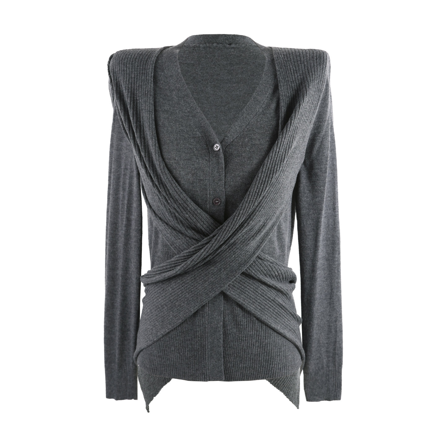 2025设计感交叉绑带针织开衫女个性V领长袖上衣 SHBZY918002