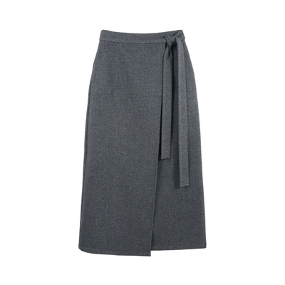 DENGDAHA「灵魂所在」简约风通勤系带开叉毛呢半身裙HBZW800198