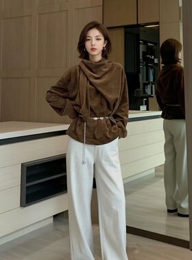 2025冬季新款宽松垂坠版型复古休闲日常款套头上衣HBZXW918624