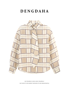 DENGDAHA「典雅诗集」英伦经典风 时尚格纹长袖衬衫HBZXP710285
