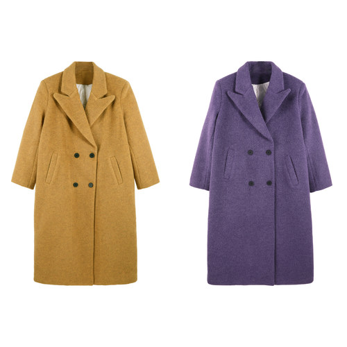 DENGDAHA「莫奈艺展」法式风西装领大衣优雅长款风衣HBZXW918407