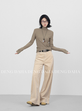 DENGDAHA「多彩秋冬」半高领打底衫女士春秋冬内搭显瘦长袖针织衫