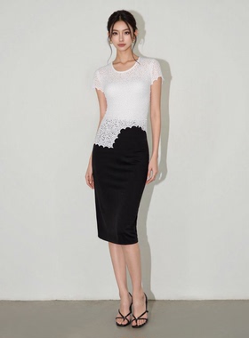 「大哈」夏季新款圆领短袖镂空雕花高级感蕾丝衫SHBZXP641324