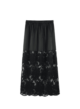 「日出游轮」25夏季新款时尚缎面拼接蕾丝半身裙SHBZXP641335