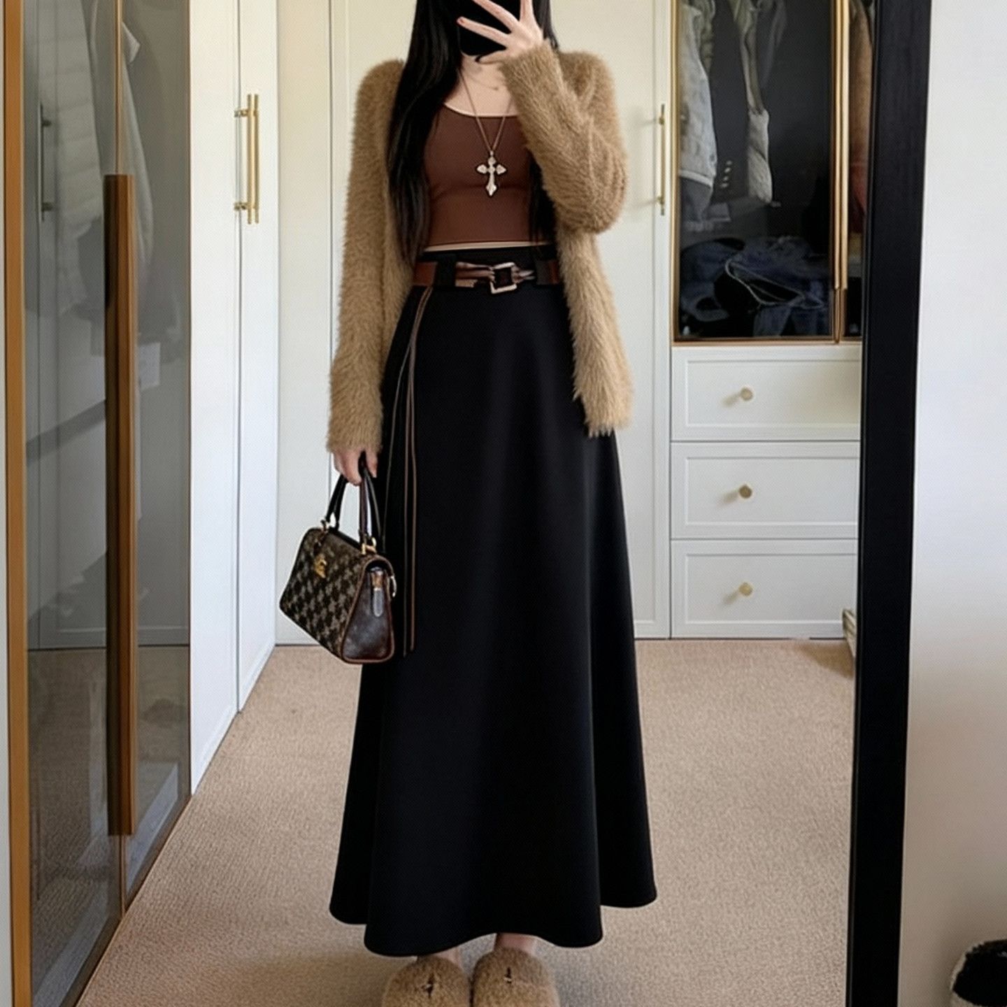 加绒半身裙气质秋冬2025新款高腰显瘦长裙宽松时尚休闲 nnassa