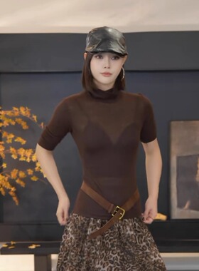 DENGDAHA「陷入柔暖」休闲通勤风长袖内搭毛针织衫秋季高领打底衫