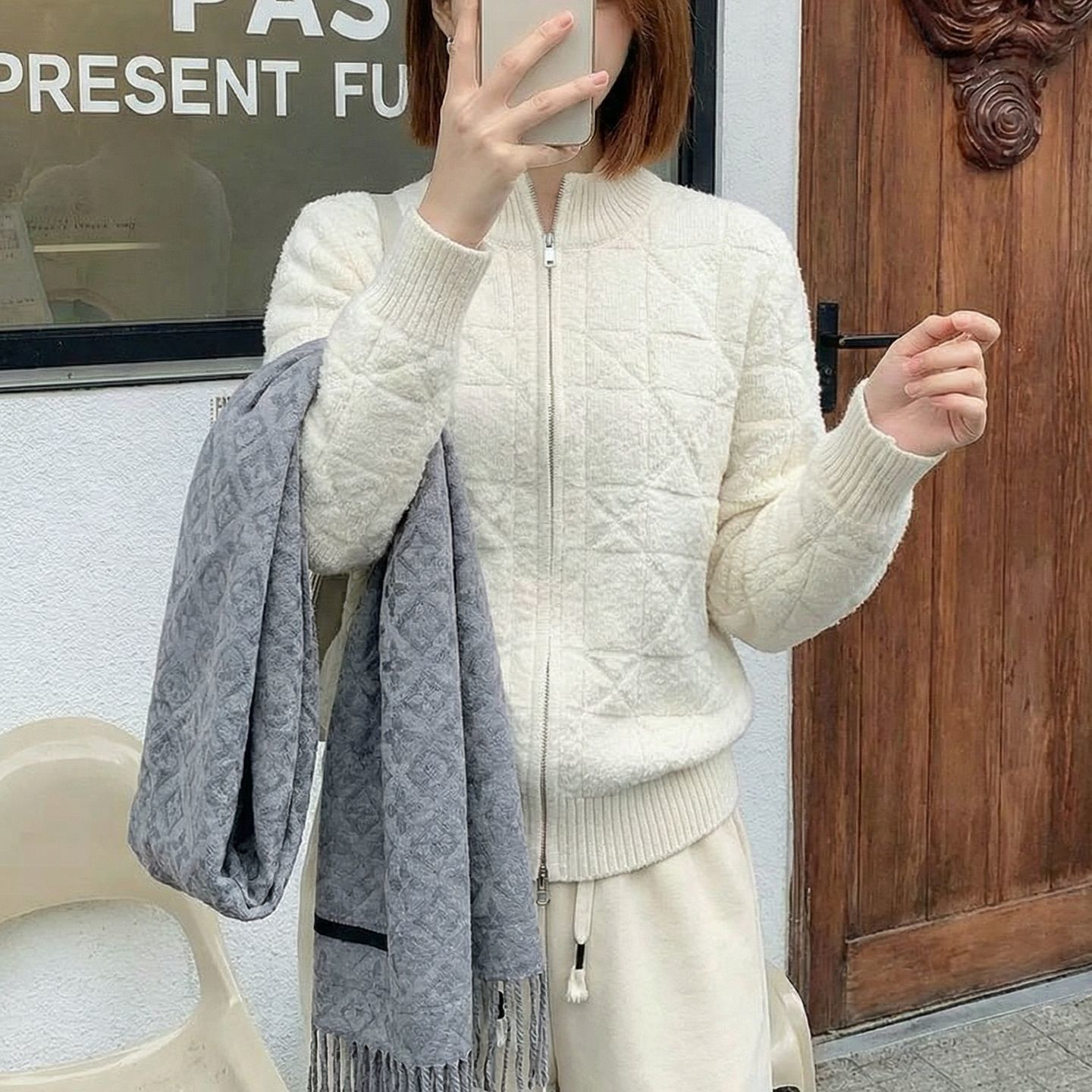 秋冬高级感显瘦开衫立领拉链新款毛衣针织外套上衣女 nnaassa