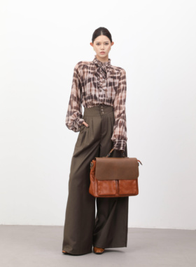 DENGDAHA「旧事封存」法式复古灯笼袖格子衬衫女SHBZW651972