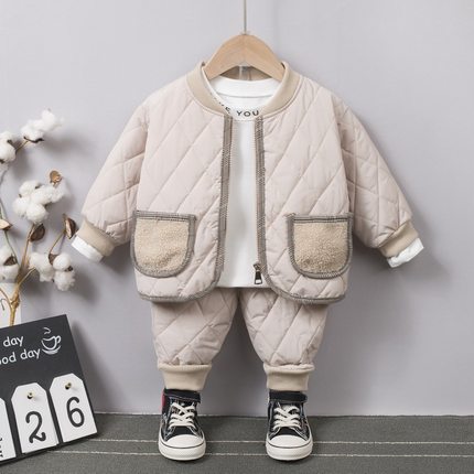 小童装男童冬装套装女童秋冬季衣服洋气1一3岁宝宝保暖棉服两件套