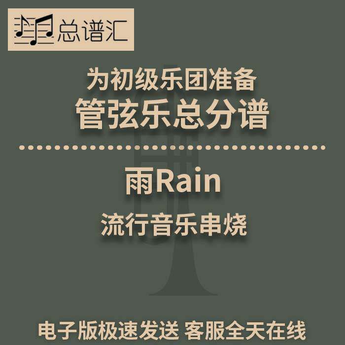 流行音乐串烧 雨Rain 初级乐团 3级 管弦乐交响乐总谱分谱MP3