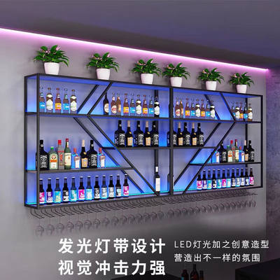 新铁艺酒吧吧台壁挂酒架