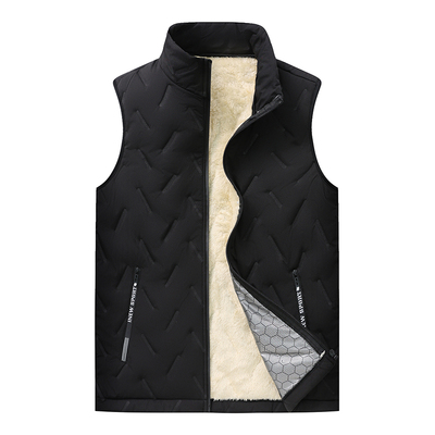 羊羔绒马甲男秋冬加绒中年爸爸装