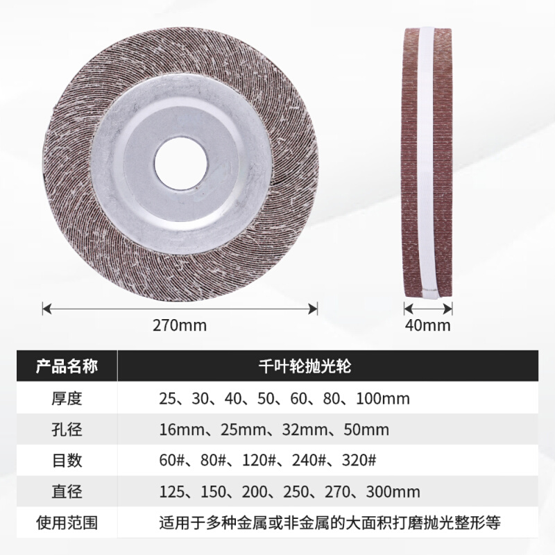 千叶轮300X50X40X30X80抛光轮卡盘千页轮砂布轮金属打磨轮砂纸轮*-封面