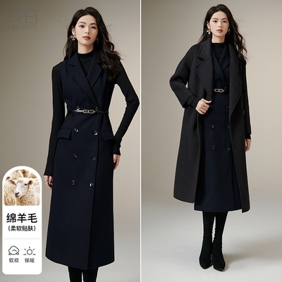 晚白轻熟风V领羊毛连衣裙