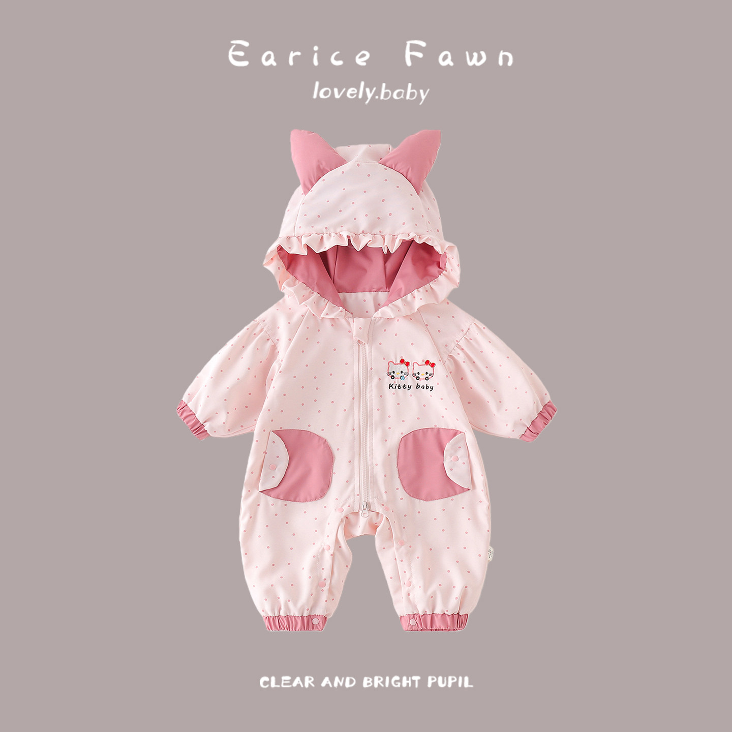 婴儿衣服女宝宝春秋装满月百天波点哈衣可爱公主连体衣外出爬爬服