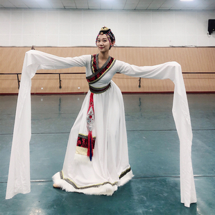 定制藏族舞蹈演出服装女款成人少数民族风舞台表演练习服套装水袖