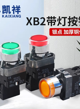 带灯金属平头按钮开关XB2-BW3361/3462启动停止ZB2-BE101C/220V24