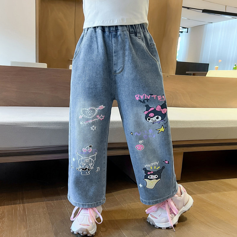 儿童黑色牛仔裤女潮装小朋友2025女宝女生幼儿园中小童秋款潮流