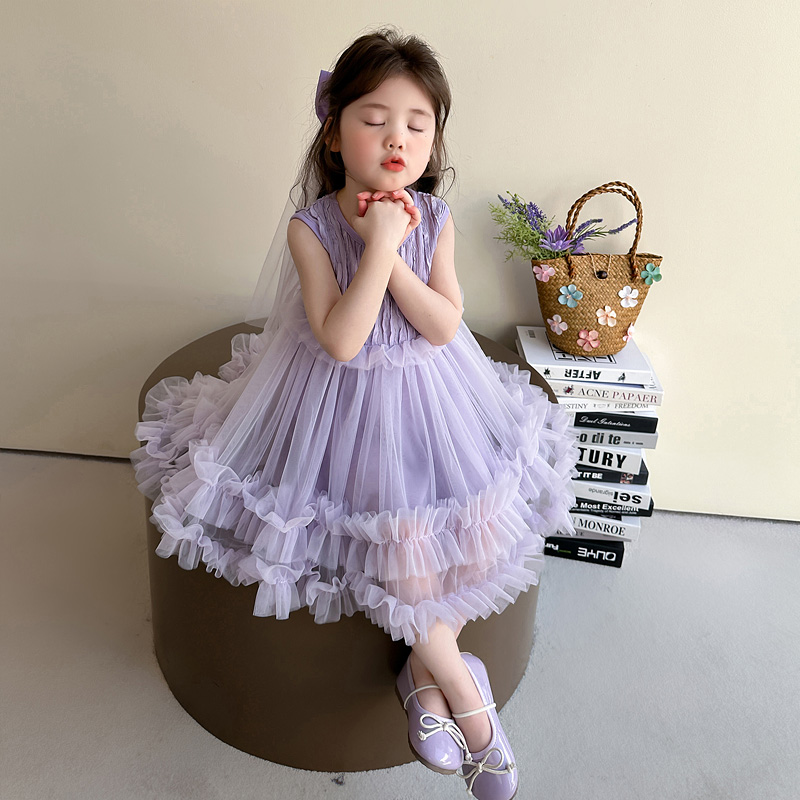 公主裙女童夏纱裙甜酷森系潮流潮宝服装高级感简约韩版儿童夏天