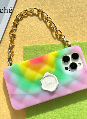 CLICHE 手机壳适用iPhone14/pro/MAX苹果暗紫色硅胶女新款小众高级防摔ins风斜挎 手提保护手机套软壳