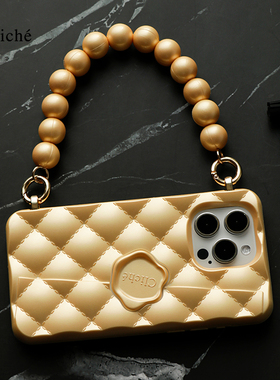 CLICHE 手机壳适用iPhone14/15ProMAX高级软硅胶防摔小香风苹果保护套女新款手机艺术金色外壳