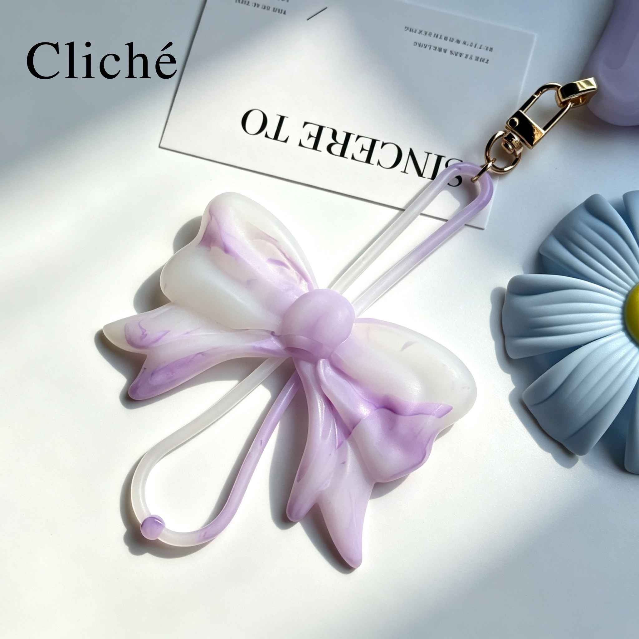 CLICHE 手机壳挂饰 原创软硅胶ins风 梦幻紫 挂链蝴蝶结挂扣装饰