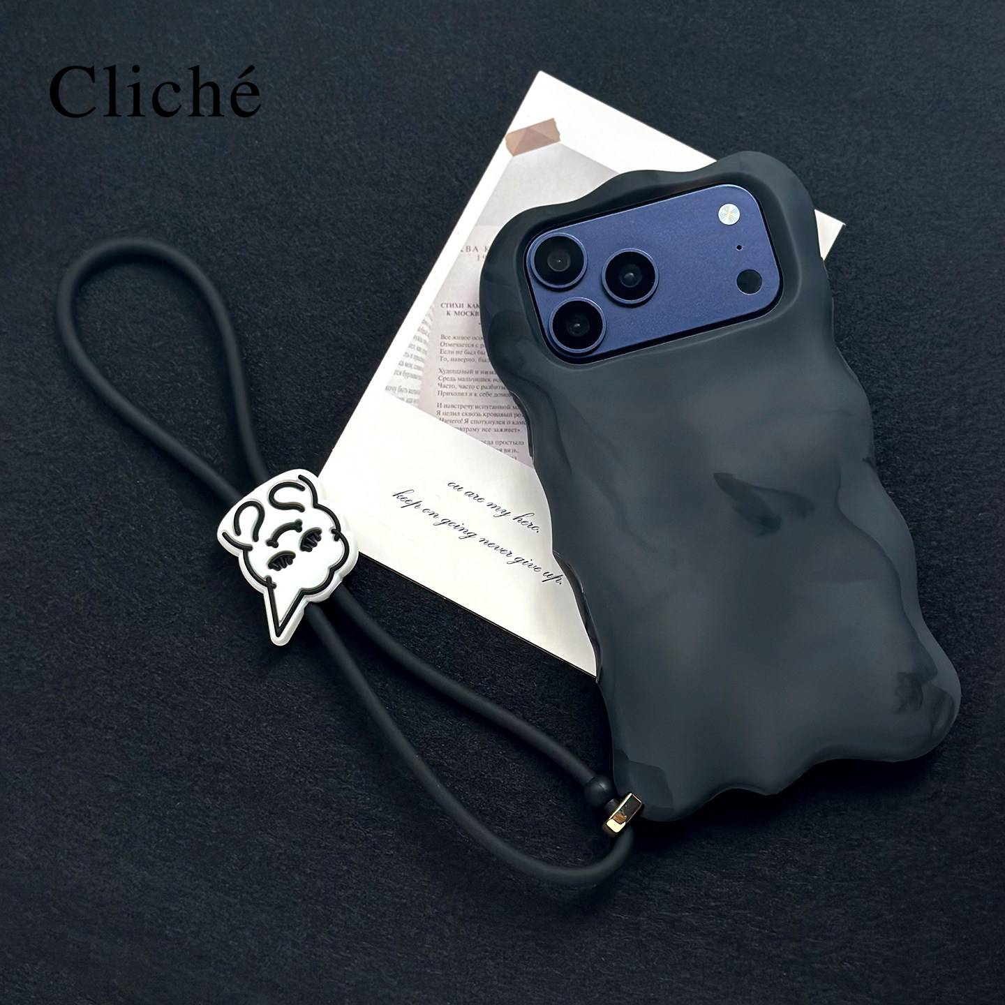 CLICHE 手机壳 原创个性适用于iPhone17ProMax人体工程学墨染黑色防摔手机硅胶手提软壳