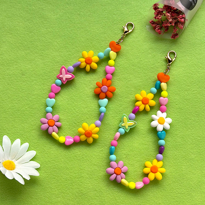 小清新彩色硅胶小花手提挂饰