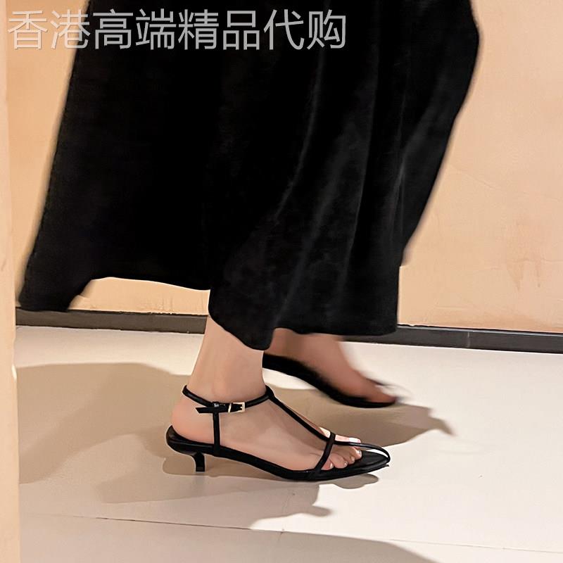 塞纳晚风~网红仙女性感镂空十字细带罗马凉鞋女中跟配裙子尖头鞋