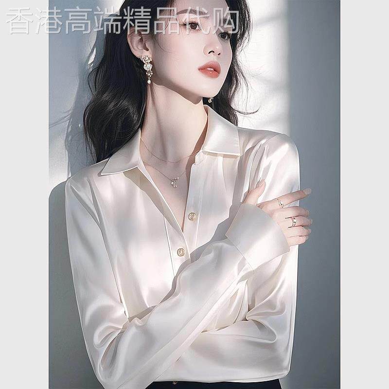 今年流行白色长袖缎面衬衫女2026春季新款高级感法式气质职业衬衫