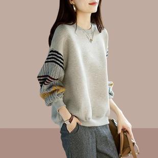 大码 圆领上衣无帽长袖 t恤 爆款 香港TIMO轻奢卫衣女2025春秋新款