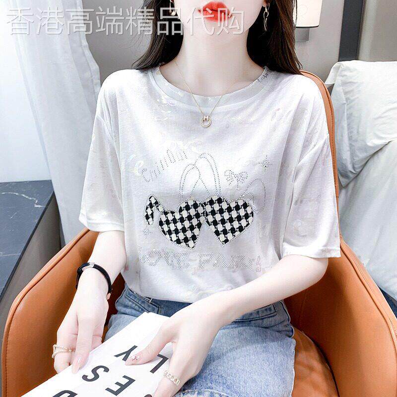 2026年女装夏季新款冰丝雪纺上衣短袖T恤显瘦气质正肩上衣服爆款