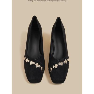 2025秋季新款法式女黑色方头粗跟气质通勤高跟玛丽珍瓢鞋浅口单鞋