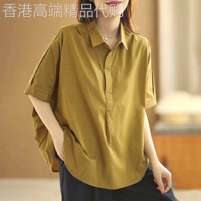 短袖衬衫女士夏装2026新款韩版洋派衬衫大尺码微胖妹妹遮肚藏肉上