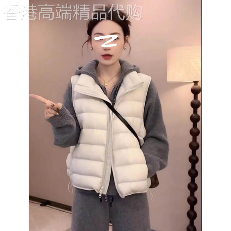 欧洲站白鸭绒羽绒马甲女2026新款春秋冬季短款立领轻薄背心外套潮