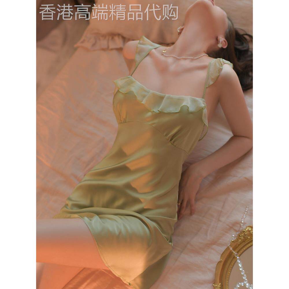 私人女士的2025年新的性感丝绸睡衣女性的夏天纯粹的欲望背带裤美