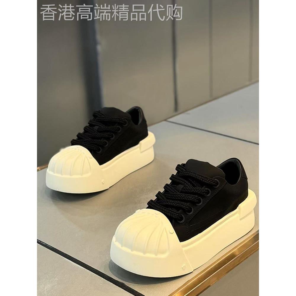 轻奢潮牌男鞋松糕鞋男2025秋季贝壳头厚底增高板鞋百搭大头休闲鞋