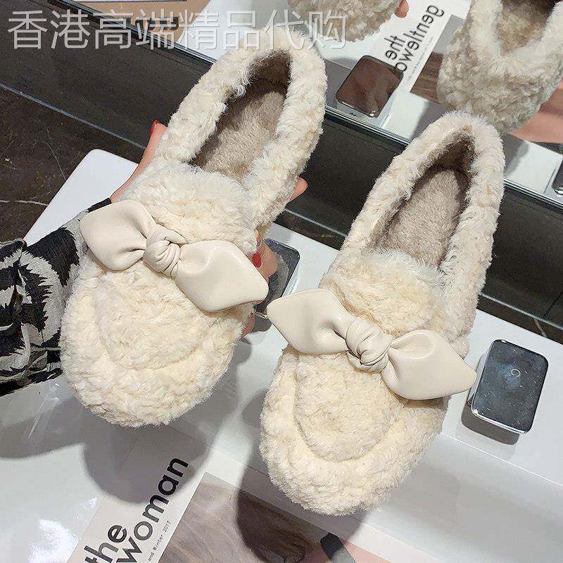 潮牌毛毛鞋女加绒秋冬外穿2025年新款冬季网红豆豆鞋皮毛一体棉鞋