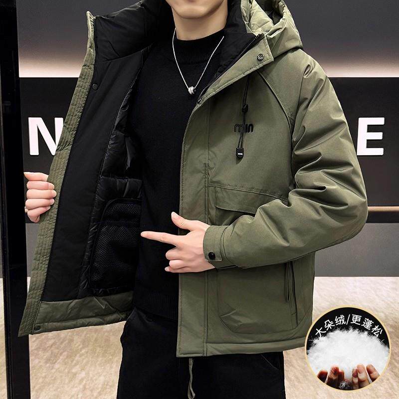 美式潮牌羽绒服男2025年冬季新款加厚保暖连帽冲锋衣防寒工装外套