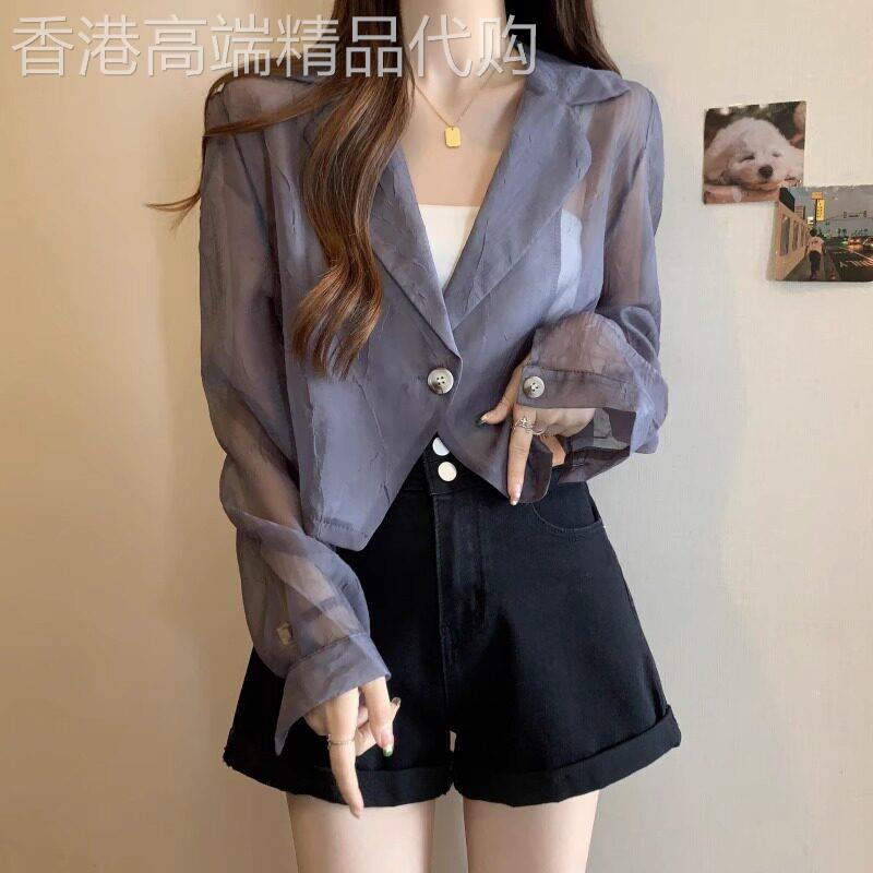 冰丝防晒衬衫女2026新款夏季薄款法式高级感轻奢减龄洋派短款外套图片