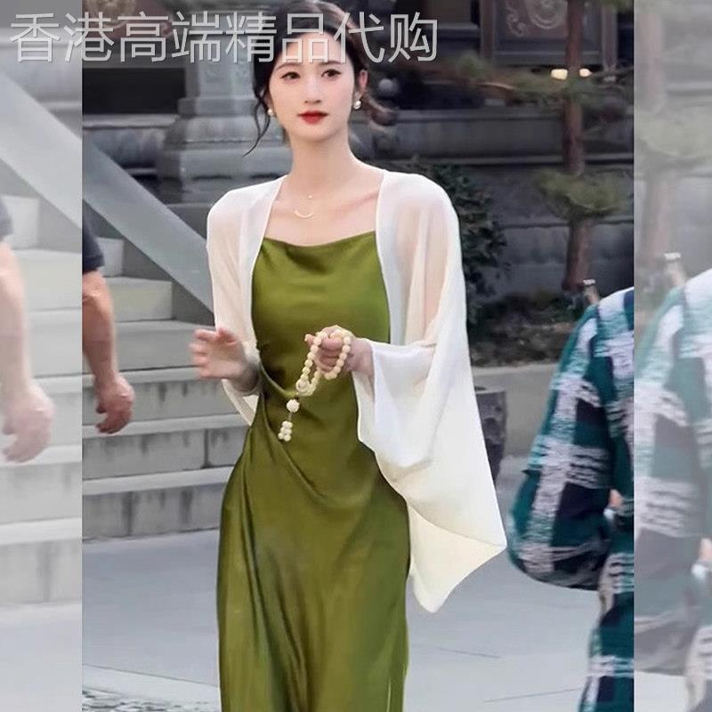 超仙防晒衣女夏季新款配旗袍裙子外搭小披肩薄纱开衫外套透气罩衫