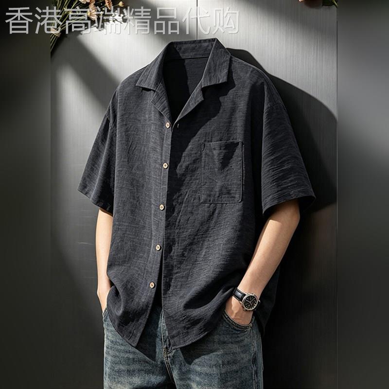 潮牌轻熟风正肩短袖衬衫男2026夏季新款潮流开衫凉感透气痞帅衬衫