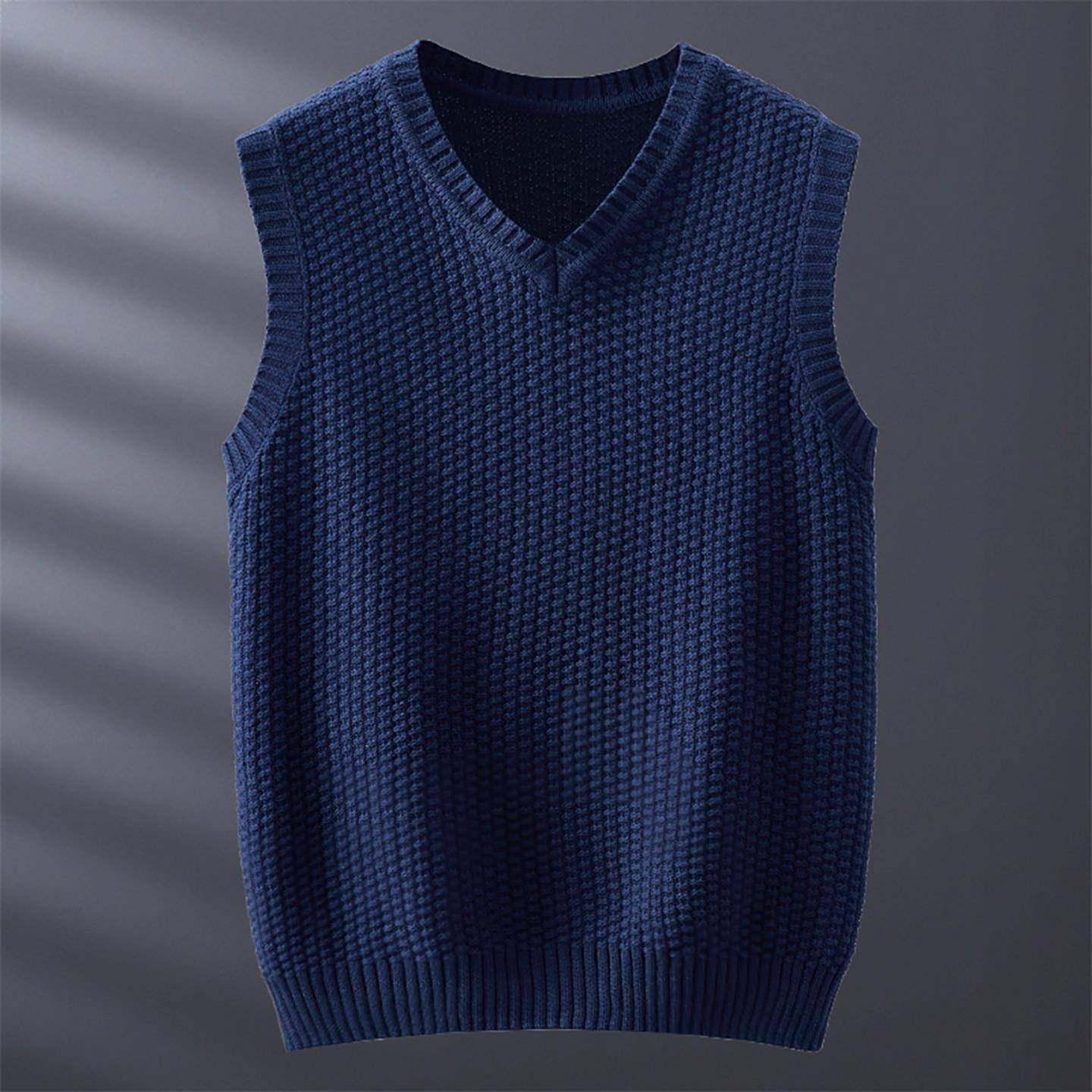 home daily V领毛线背心男士冬季保暖休闲修身韩版菱形针织衫马甲