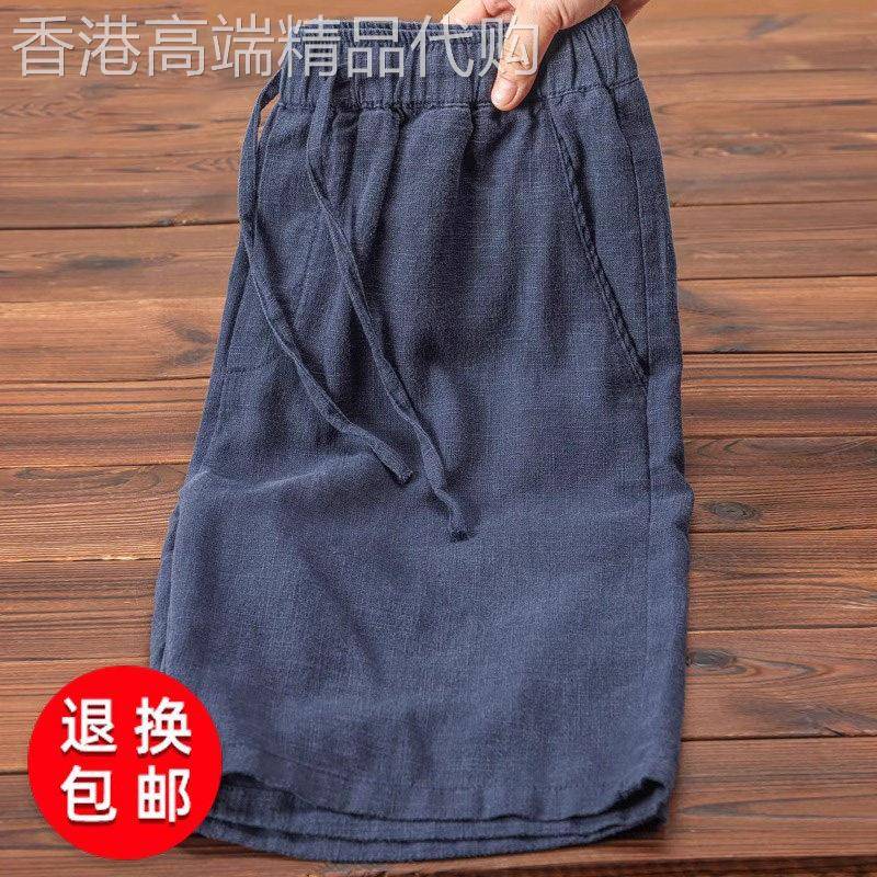 高端纯色亚麻休闲短裤男士2025新款夏季棉麻度假沙滩五分裤子男款