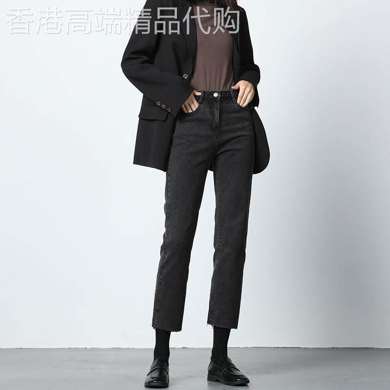 烟灰色直筒牛仔裤女2025春秋新款小个子八分烟管裤高腰显瘦九分裤