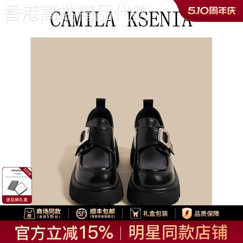 官网小c&k旗舰店2026新款女夏季英伦风小皮鞋松糕厚底乐福鞋